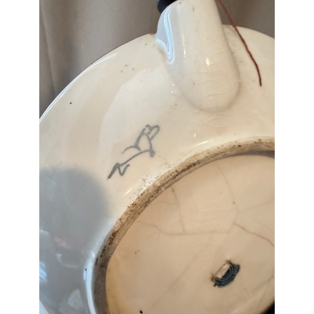 Vintage Hand Painted Three Little Pigs Chef Ceramic Snack Plate with Handle - Picture 7 of 10